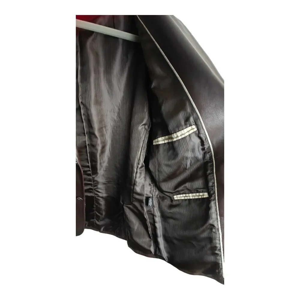 Jones New York Rich Brown Leather Blazer